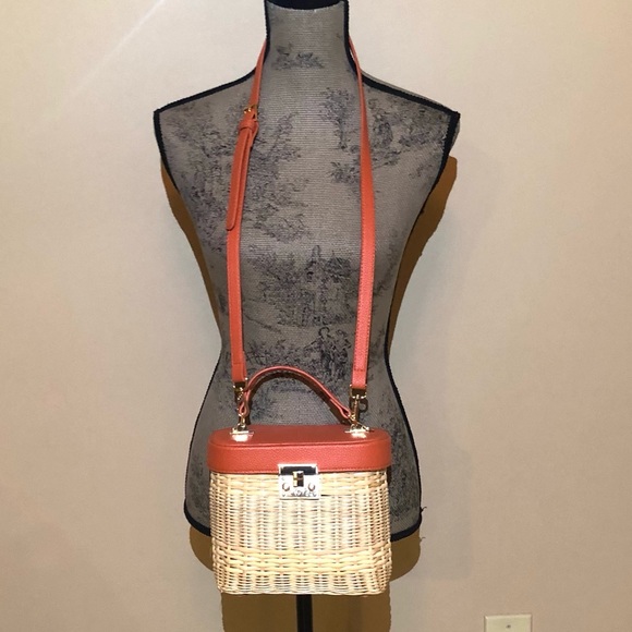 NWOT Tropical Orange & Straw Convertible Crossbody Bag - Picture 14 of 15